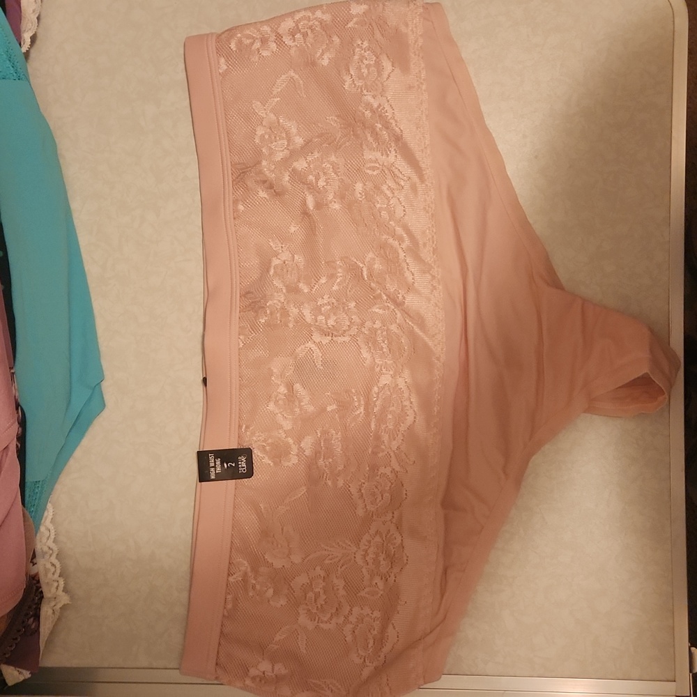 Pink high waist thong